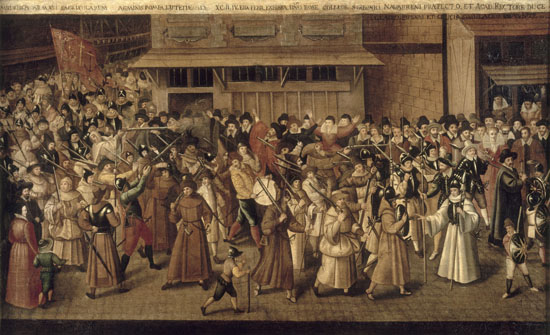 La procession de la ligue dans les rues de Paris, le 4 février 1593, Bunel François II (d'après).