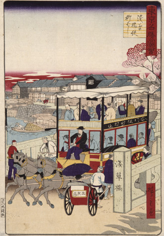 Omnibus à impériale : estampe japonaise