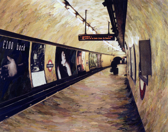 collage-mosaïque d'une station de métro londonienne