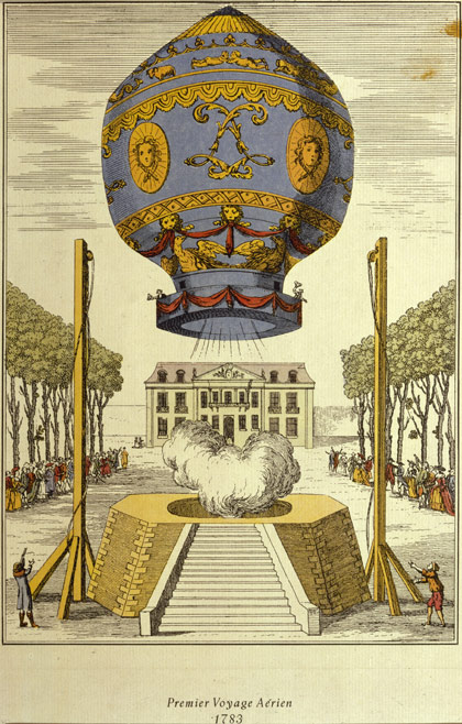 First Ascension in a Free Balloon by Pilâtre de Rozier and the Marquis d'Arlandes - anonymous