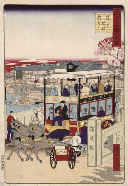 omnibus hippomobile à Tokyo - estampe