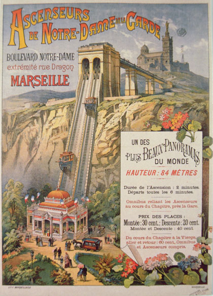 Publicité pour le funiculaire de Notre-Dame de la Garde, Marseille