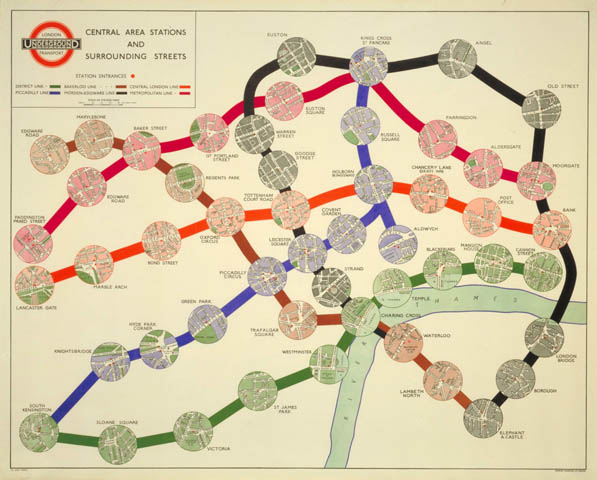 Map of central London Underground stations