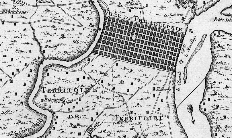 Map of Philadelphia and the surrounding area - Jacques-Nicolas Bellin
